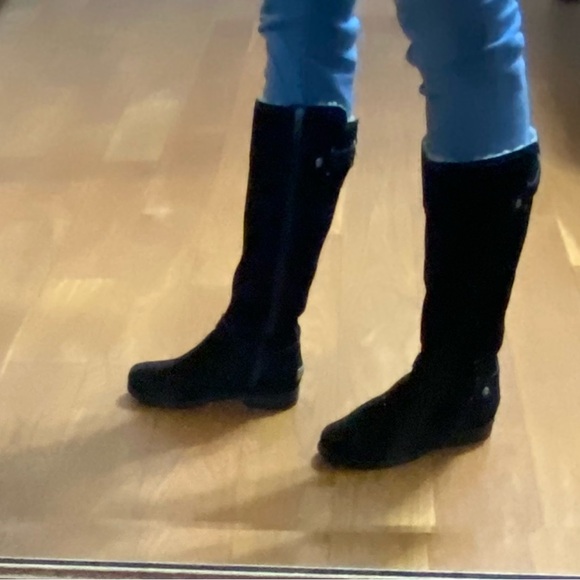 UGG Black Suede Sherpa Lined Tall Boots - Picture 12 of 15